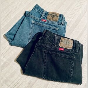 Wrangler - Relaxed Fit - Jeans - Men’s - Blue and Black - 38x30 - 2 Pair